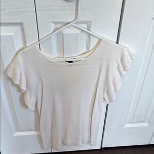 White Ruffle Sleeve Top